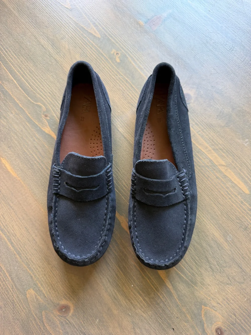 Zara boys Blue Suede Slip-On Penny Loafers